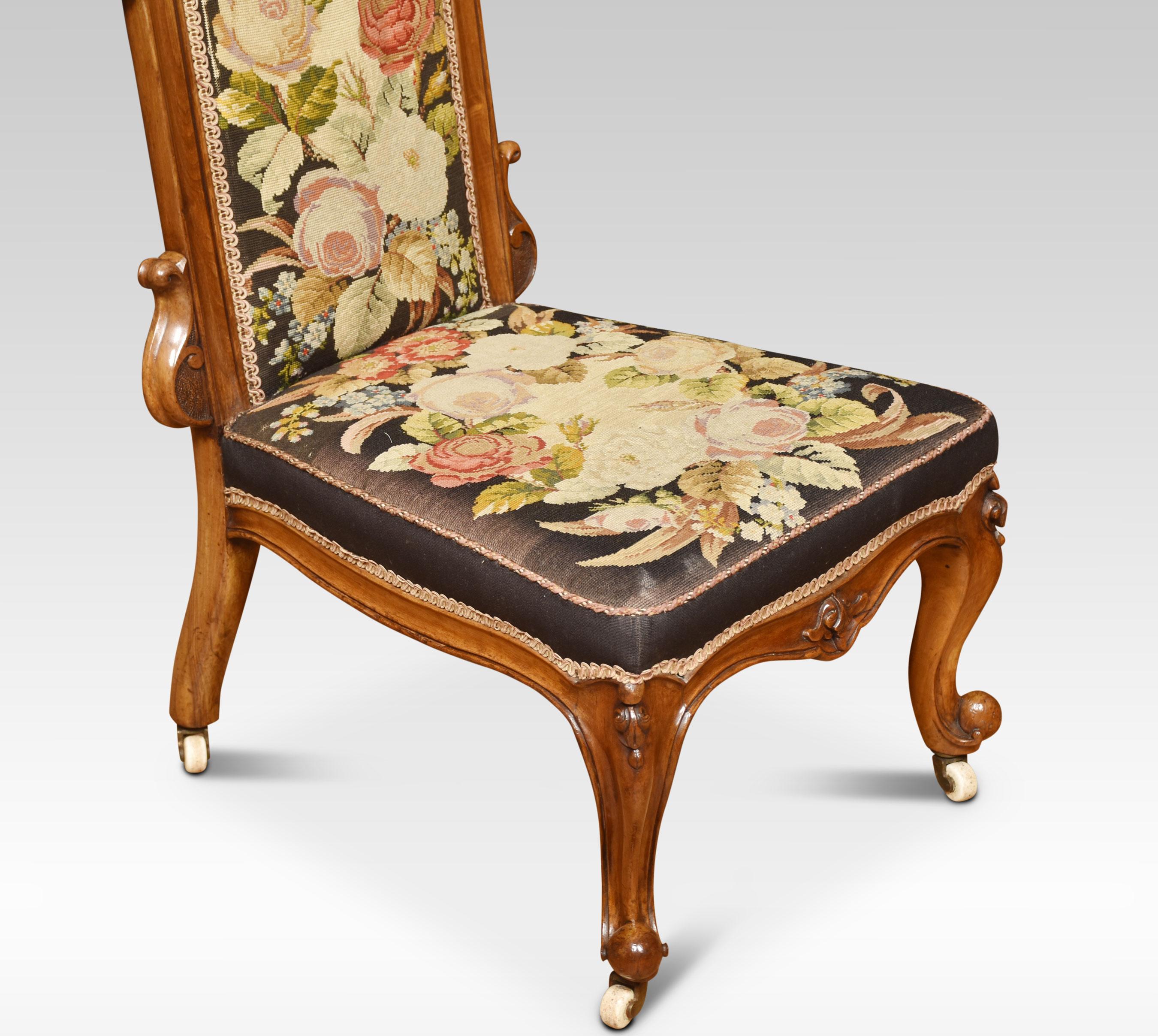 British Walnut Framed Nursing Chair For Sale