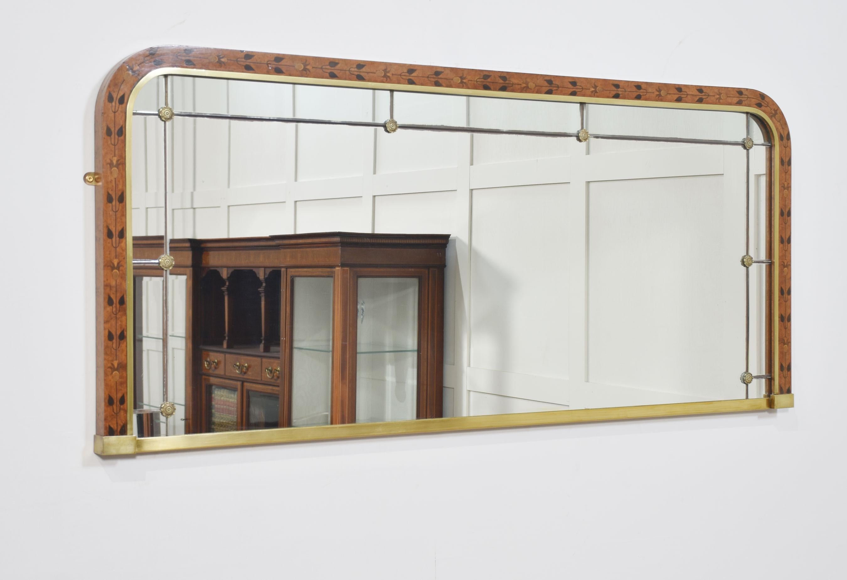 Walnut framed overmantel mirror For Sale 1