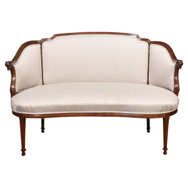 Late Victorian Sheraton Revival Painted Satinwood Two-Seat Settee For ...