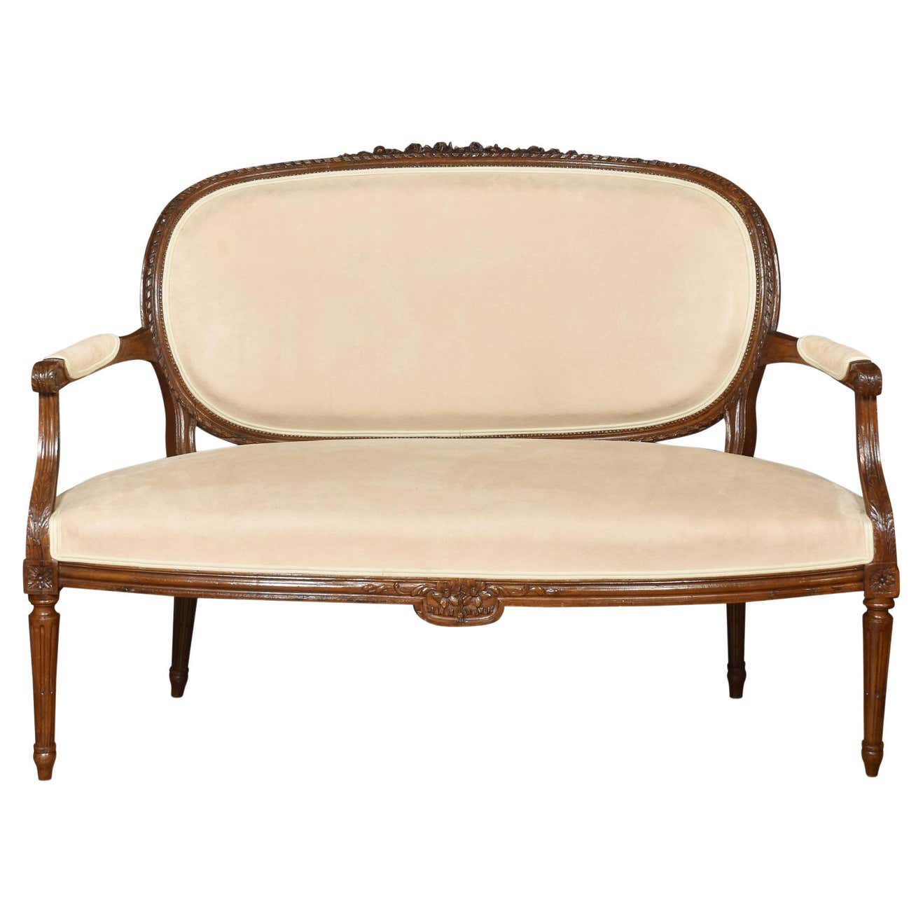 Walnut Framed Two-Seater Settee For Sale at 1stDibs