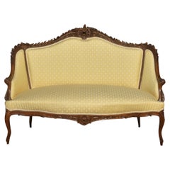 Walnut framed two-seater settee