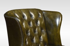 Walnut Framed Wing Armchair