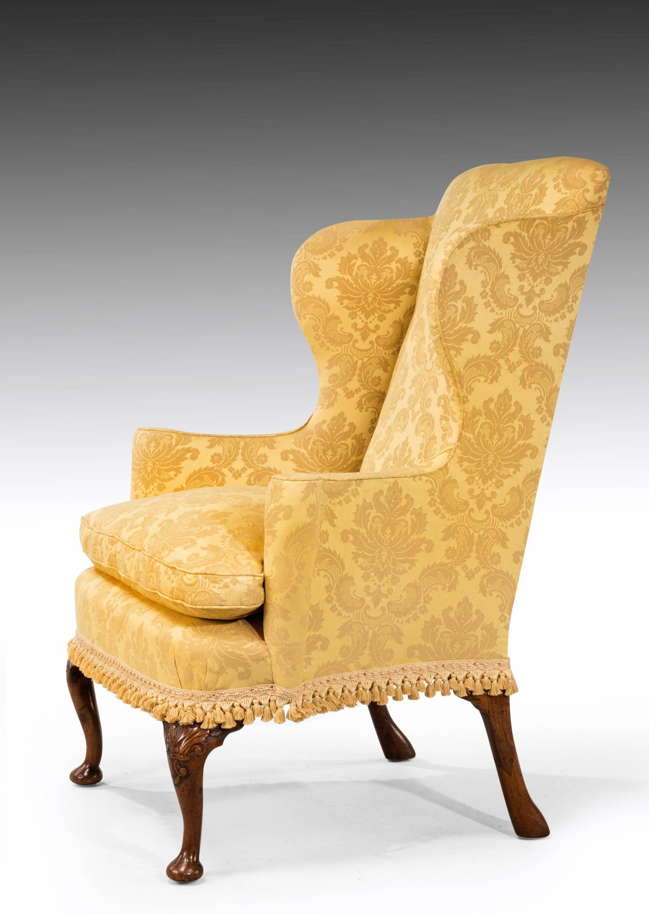 Mid-19th Century Walnut Framed Wing Chair of Small Proportions