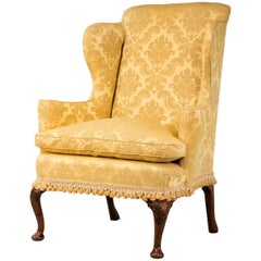Walnut Framed Wing Chair of Small Proportions