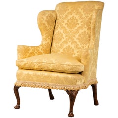 Walnut Framed Wing Chair of Small Proportions