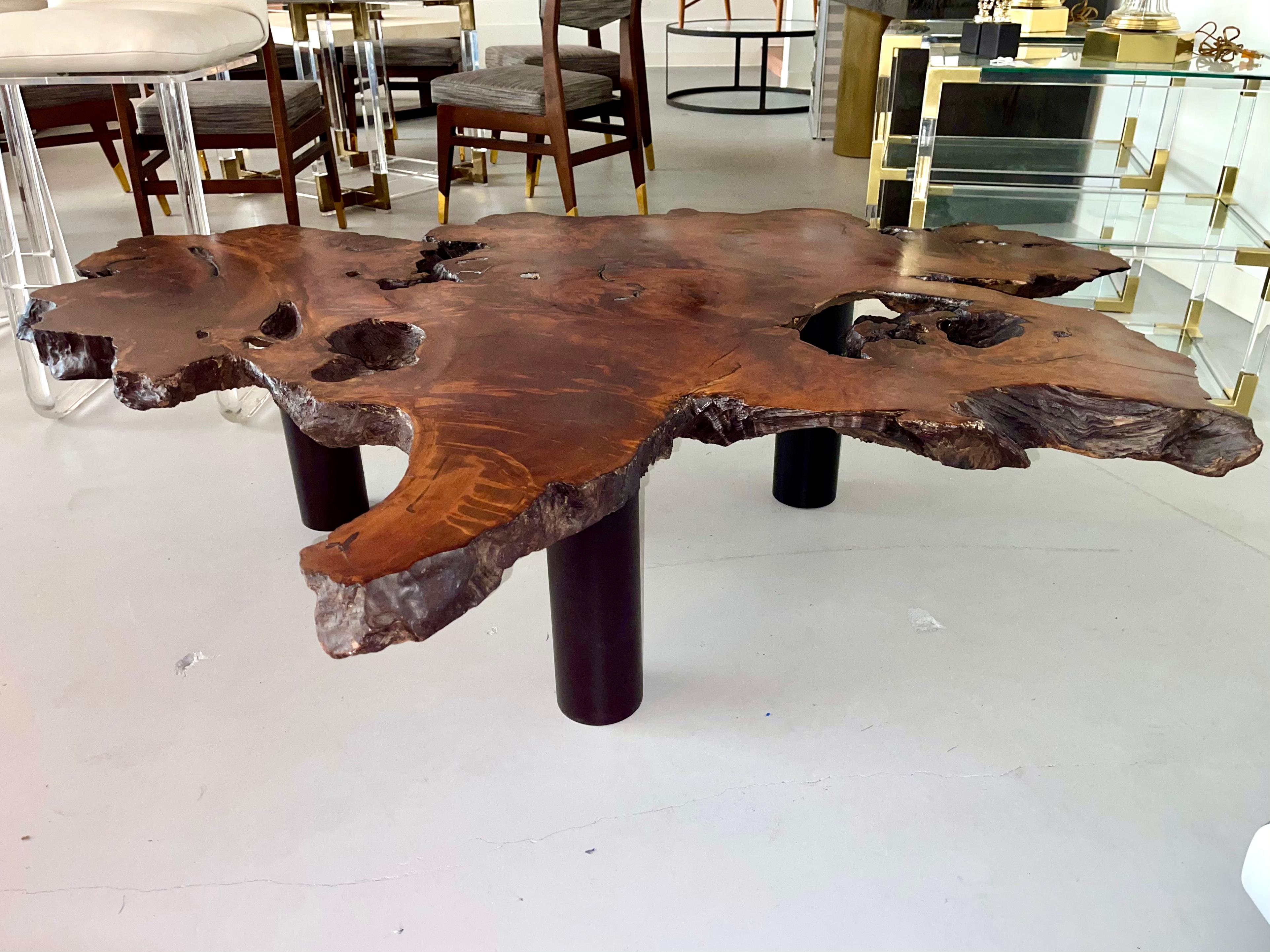Contemporary Walnut Freeform Coffee Table For Sale