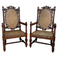 Walnut French Armchairs, 1890s, Set of 2
