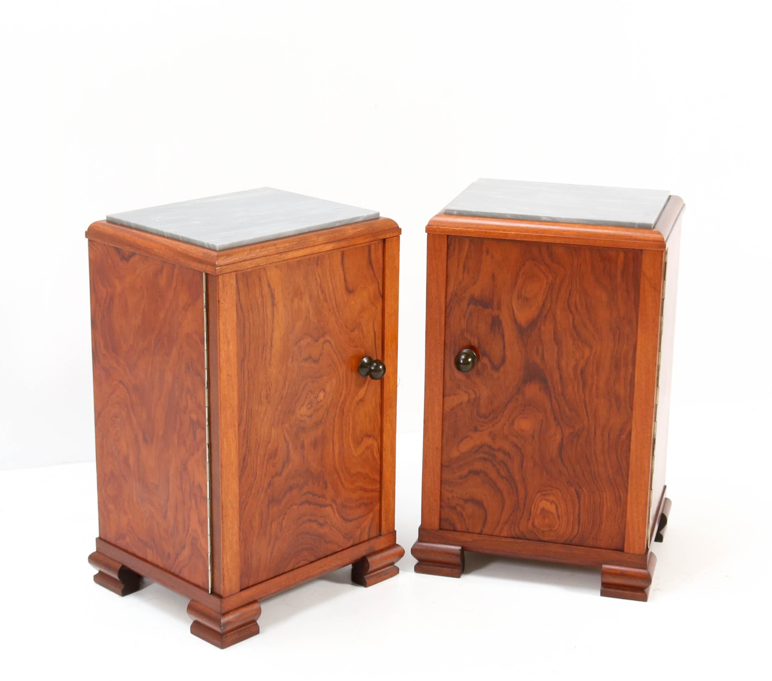Walnut French Art Deco Nightstands or Bedside Tables, 1930s In Good Condition In Amsterdam, NL