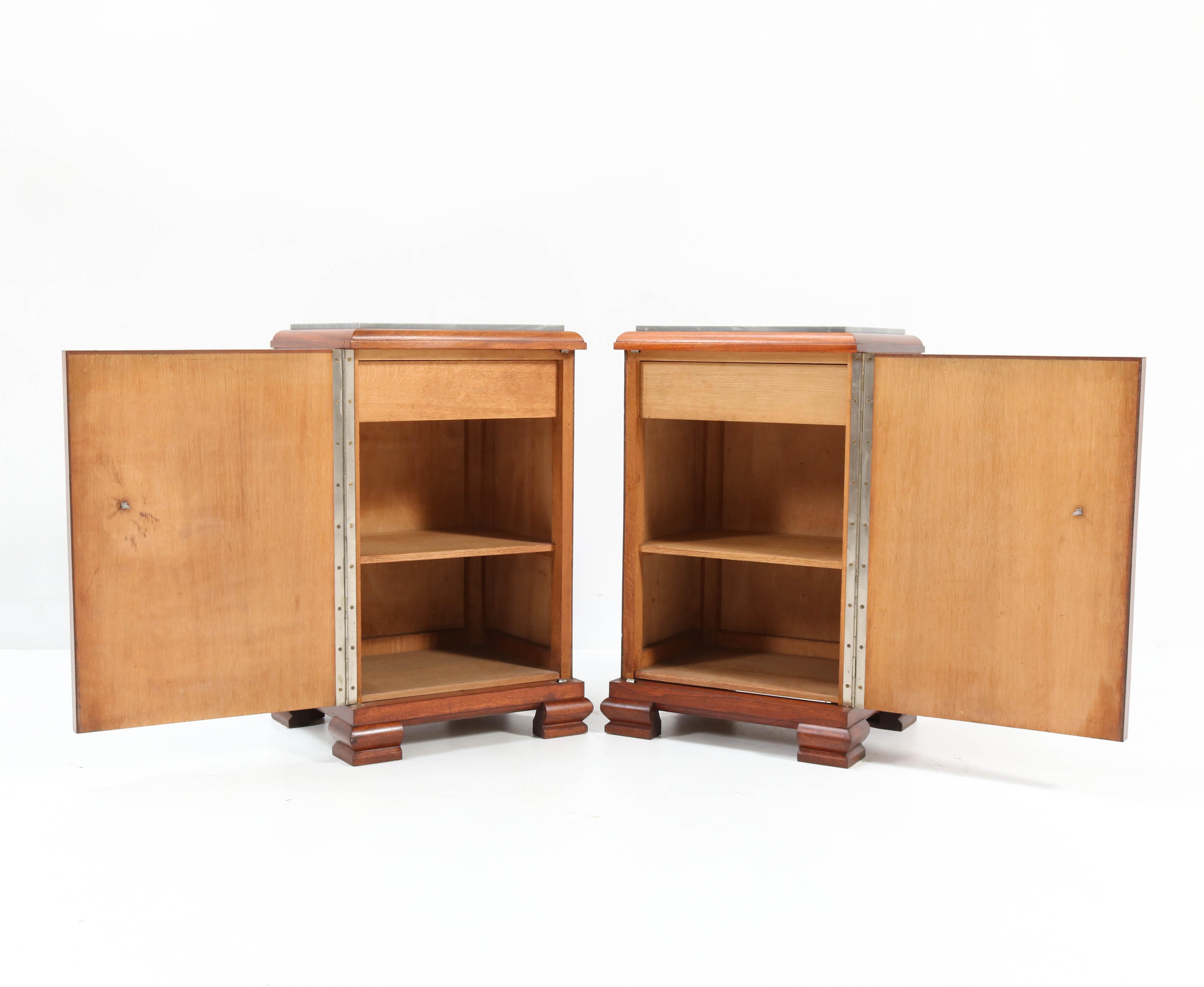 Mid-20th Century Walnut French Art Deco Nightstands or Bedside Tables, 1930s