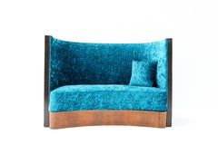 Walnut French Art Deco Settee or Sofa, 1930s