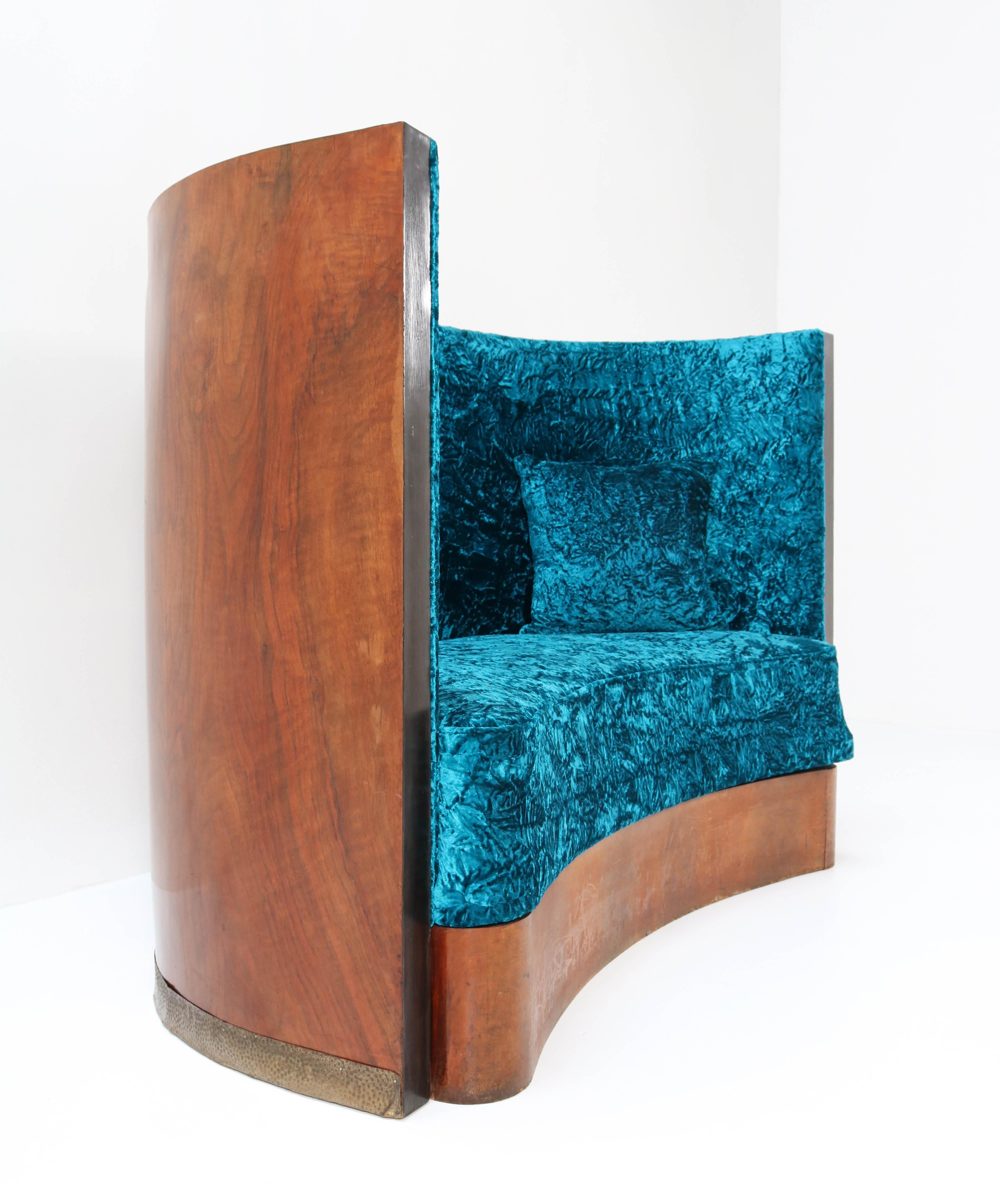 Walnut French Art Deco Settee or Sofa, 1930s 3