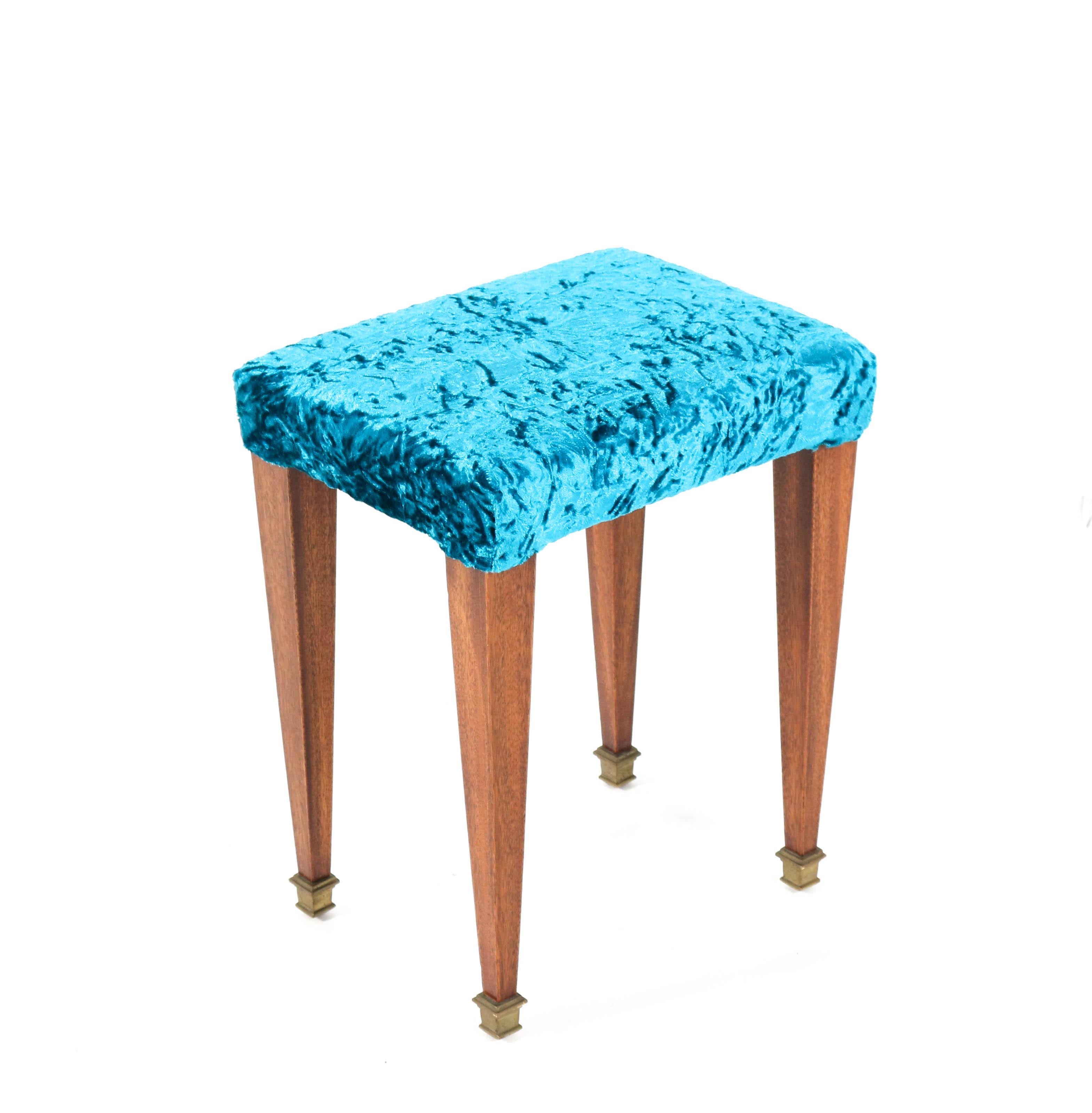 Mid-20th Century Walnut French Art Deco Stool, 1930s For Sale