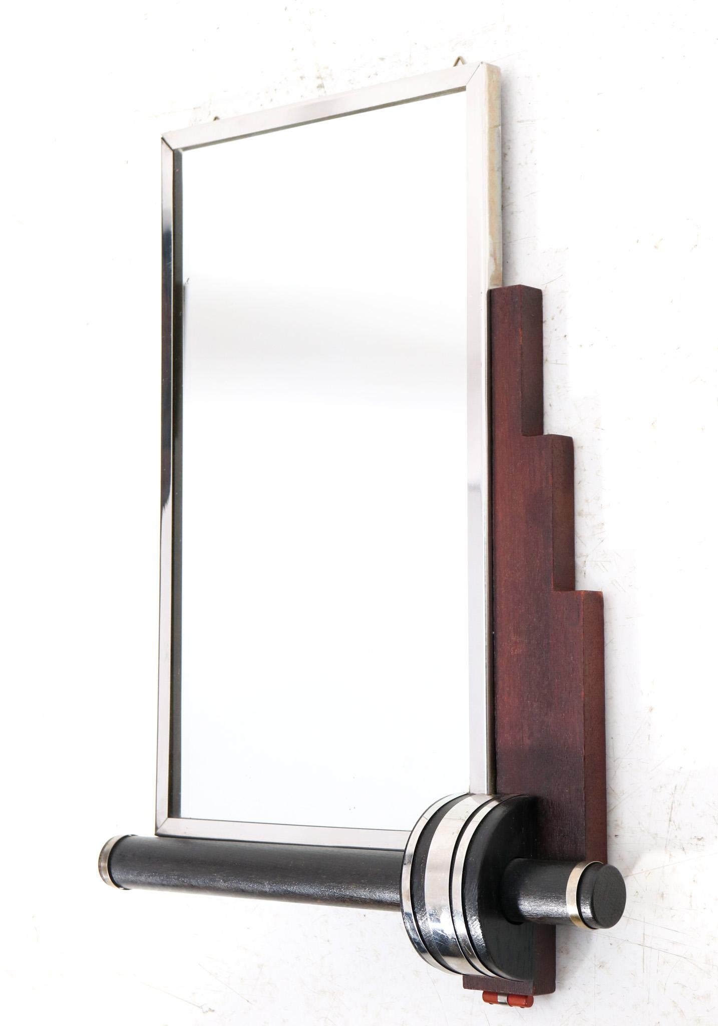 Walnut French Art Deco Wall Mirror, 1930s In Good Condition In Amsterdam, NL