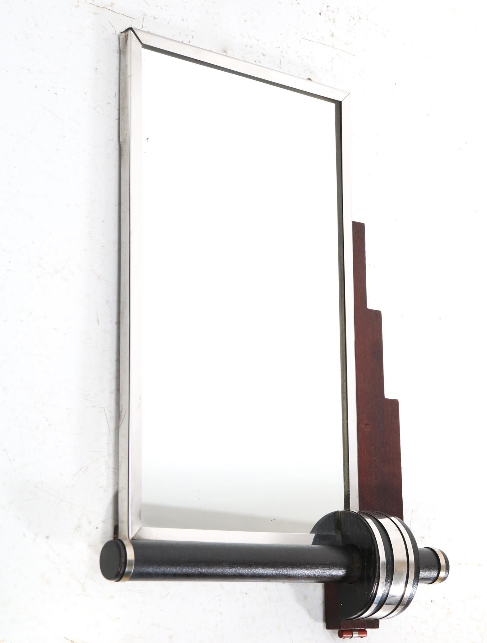 Walnut French Art Deco Wall Mirror, 1930s 1