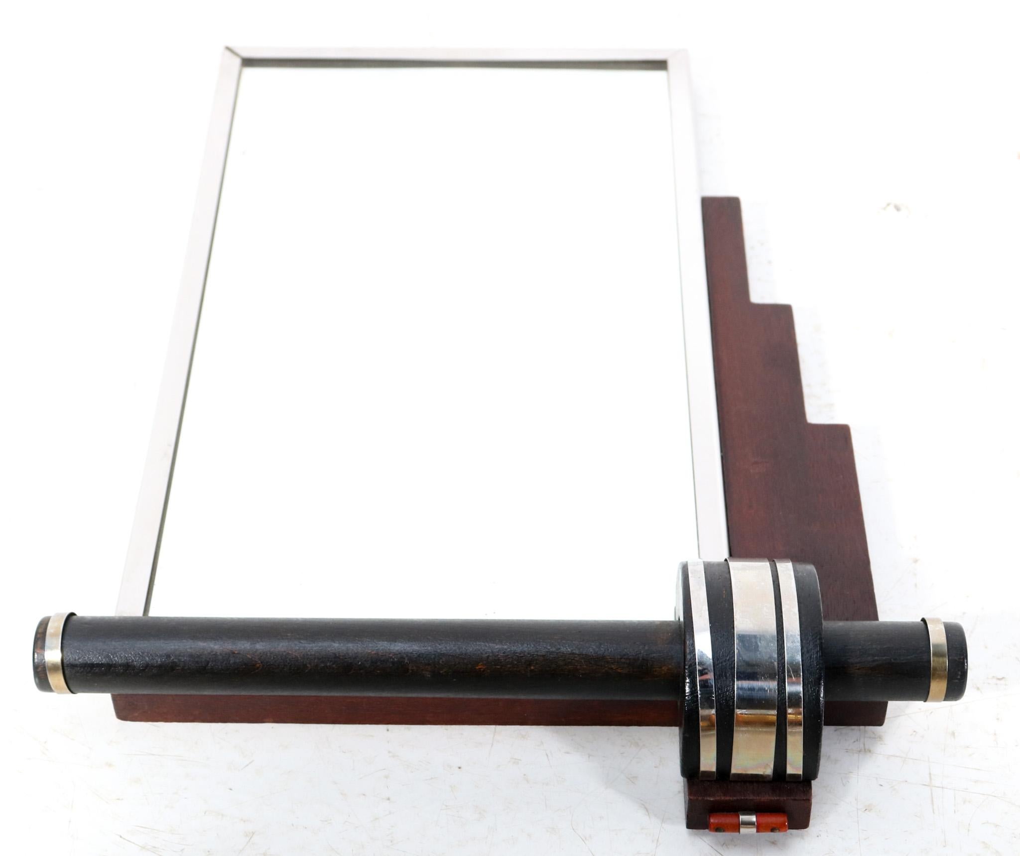 Walnut French Art Deco Wall Mirror, 1930s 2