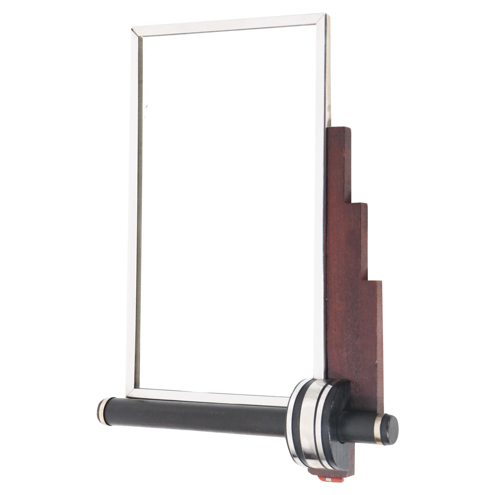 Walnut French Art Deco Wall Mirror, 1930s