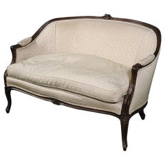 Walnut French Louis XV Style Goose Feather Filled Settee Canapé Loveseat