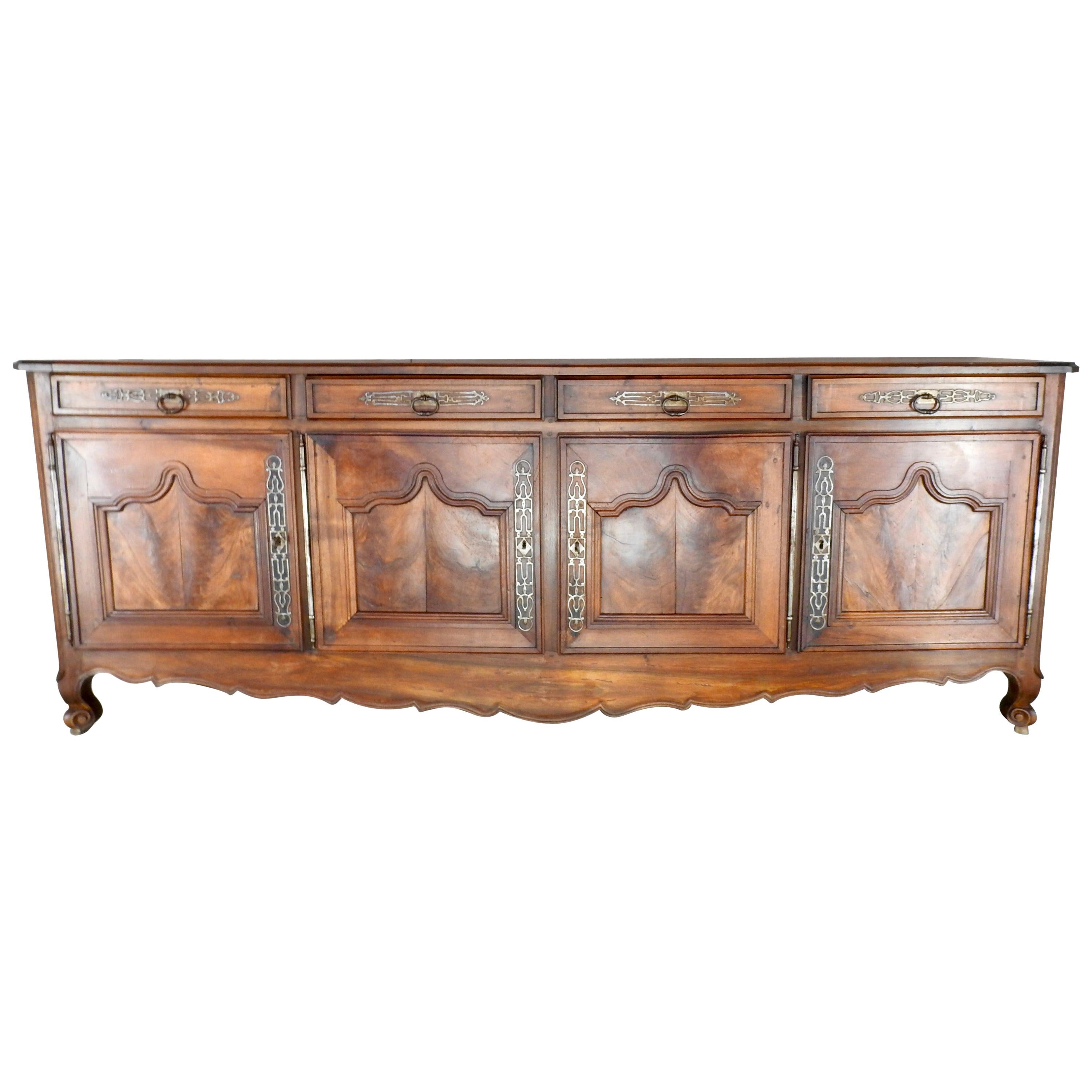 Walnut French Monumental Sideboard, 19th Century For Sale