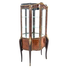 Walnut French Vitrine Louis iv Style from, 1910s