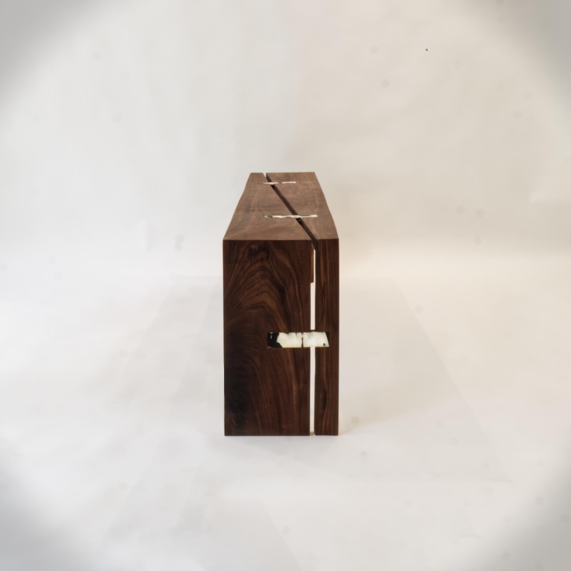 Walnut Gallery Handmade Modern Minimal Bench with Recycled Polyethylene Keys 2