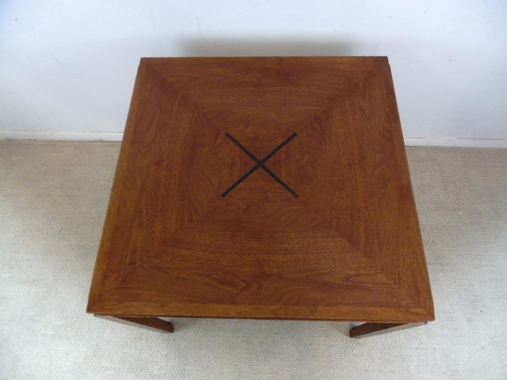 Mid-Century Modern Walnut Game Table with Inlay by Edward Wormley for Dunbar