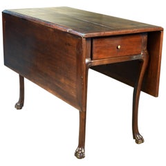 Antique Walnut Gate Leg Table with "Claw and Ball" Legs, 19th Century