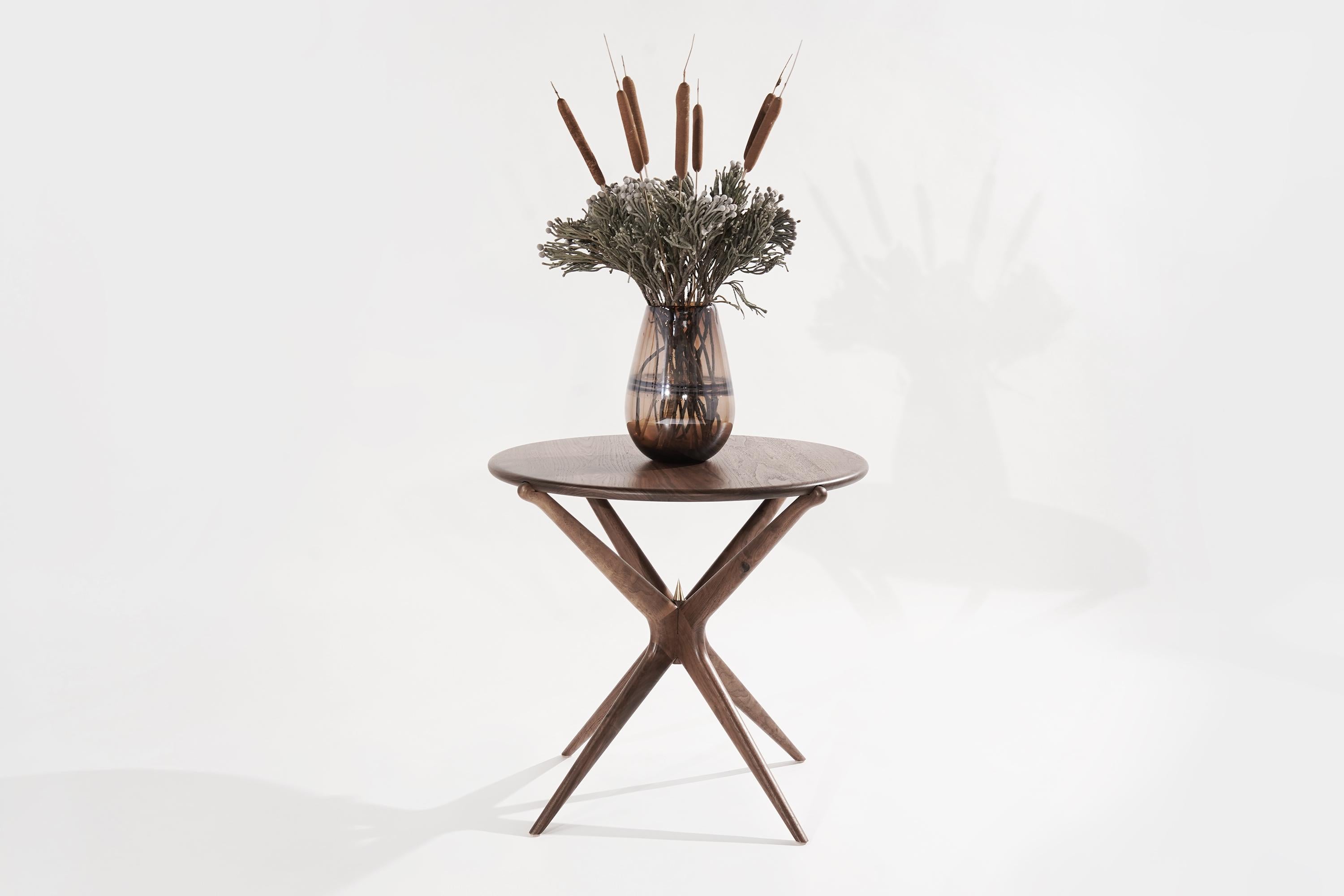 Brass Walnut Gazelle V2 Occasional Table by Stamford Modern For Sale