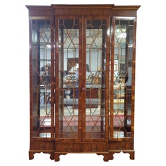 Walnut Georgian Lighted Breakfront China Cabinet