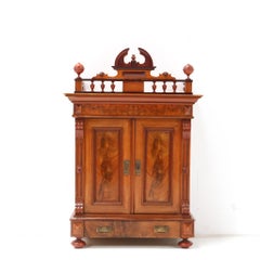 Walnut German Gründerzeit Wall Cabinet or Miniature Cabinet, 1890s