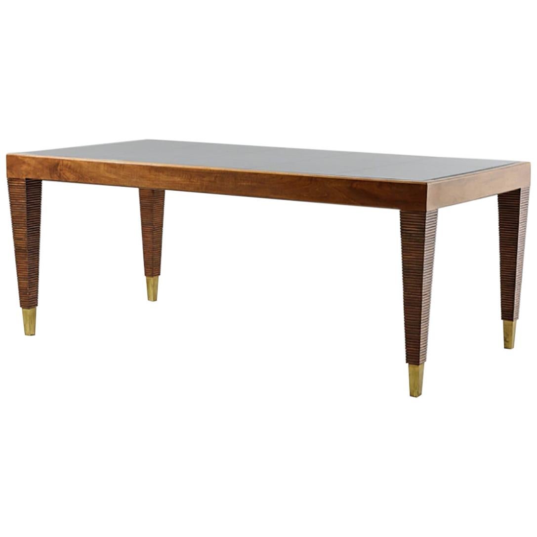 Walnut, Glass, and Brass Console Table Designed by Gio Ponti For Sale
