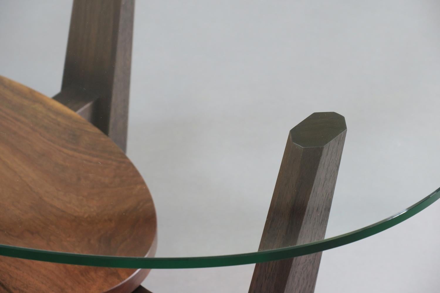 Walnut, Glass Coffee Table -Thomas Throop/ Black Creek Designs - Made to Order For Sale 4