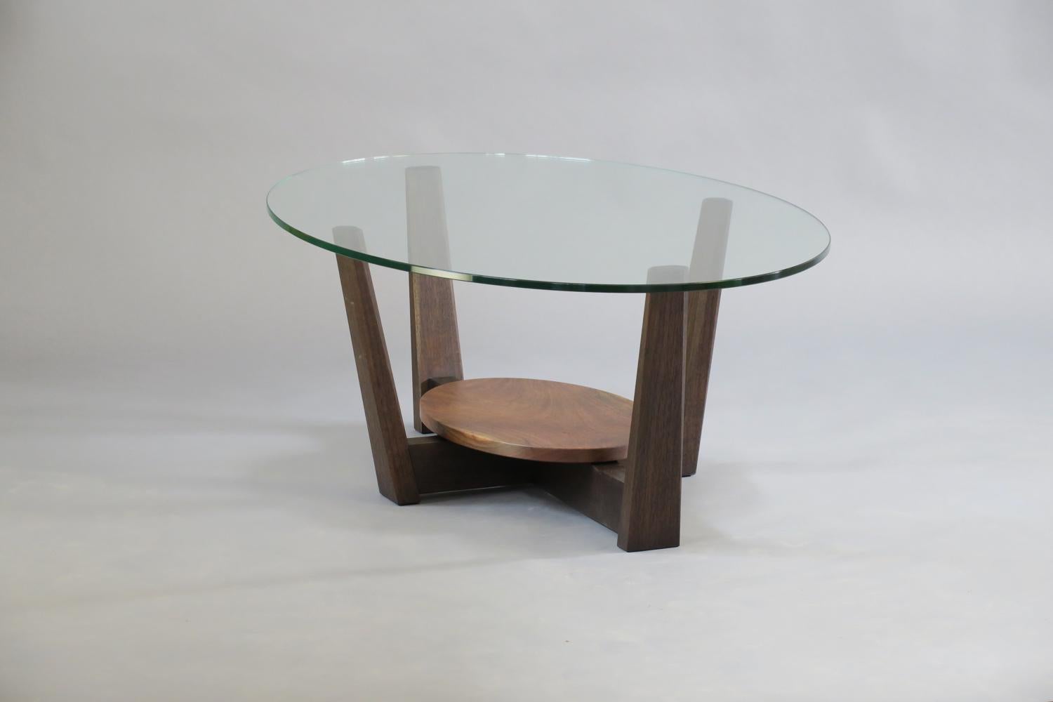 Oiled Walnut, Glass Coffee Table -Thomas Throop/ Black Creek Designs - Made to Order For Sale