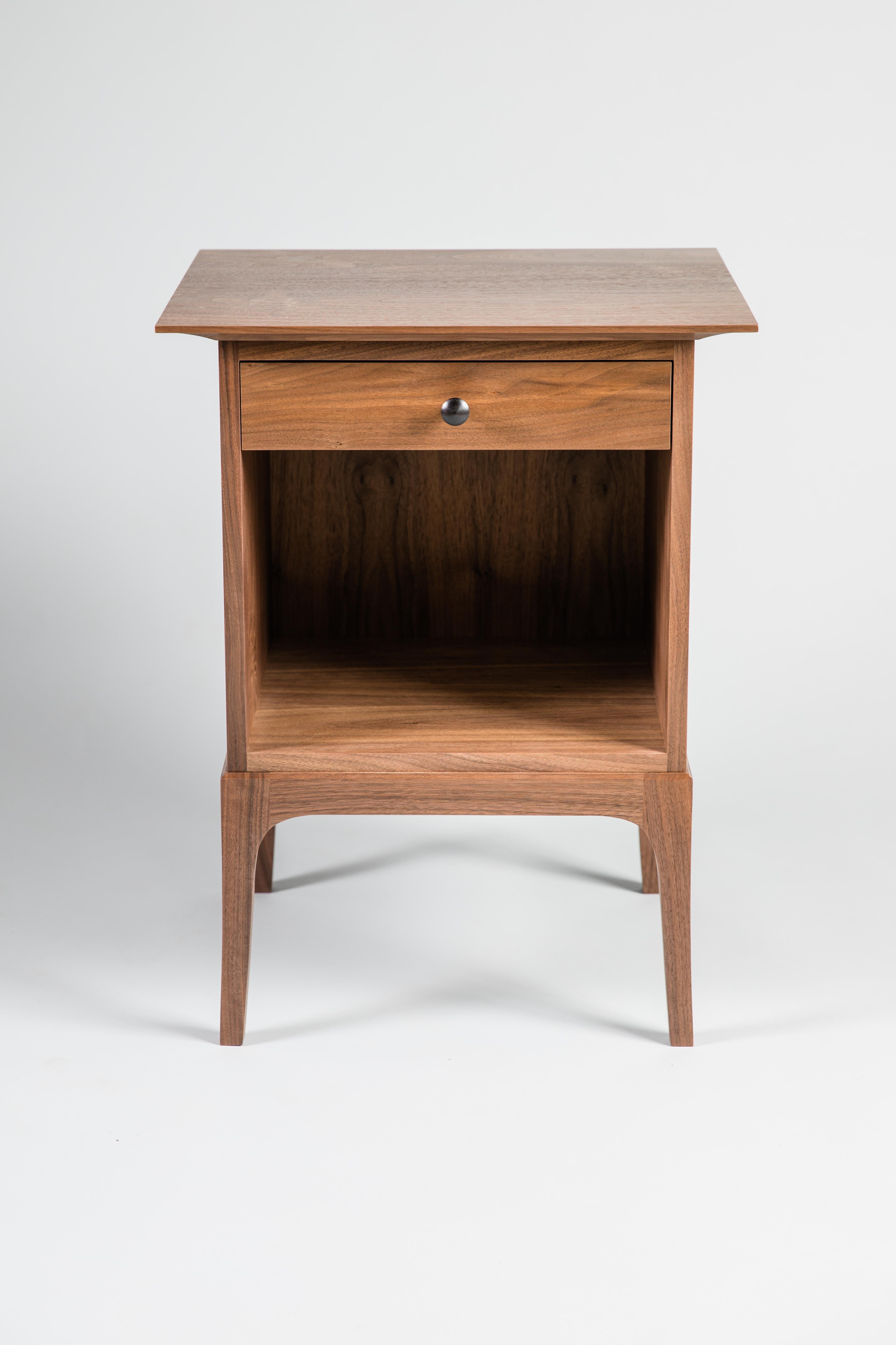 American Walnut Glendale Nightstand with Drawer and Open Cabinet For Sale