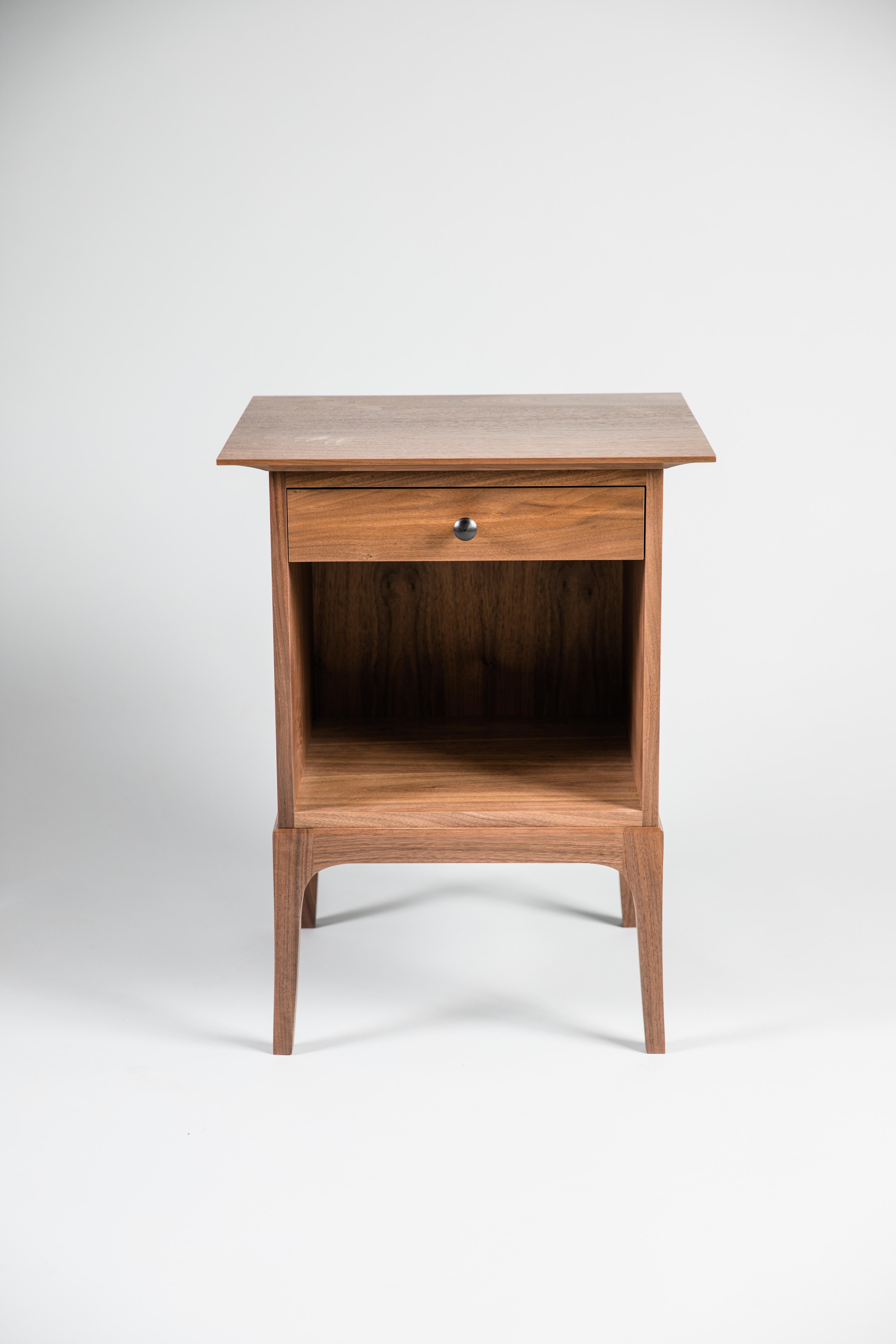 Contemporary Walnut Glendale Nightstand with Drawer and Open Cabinet For Sale