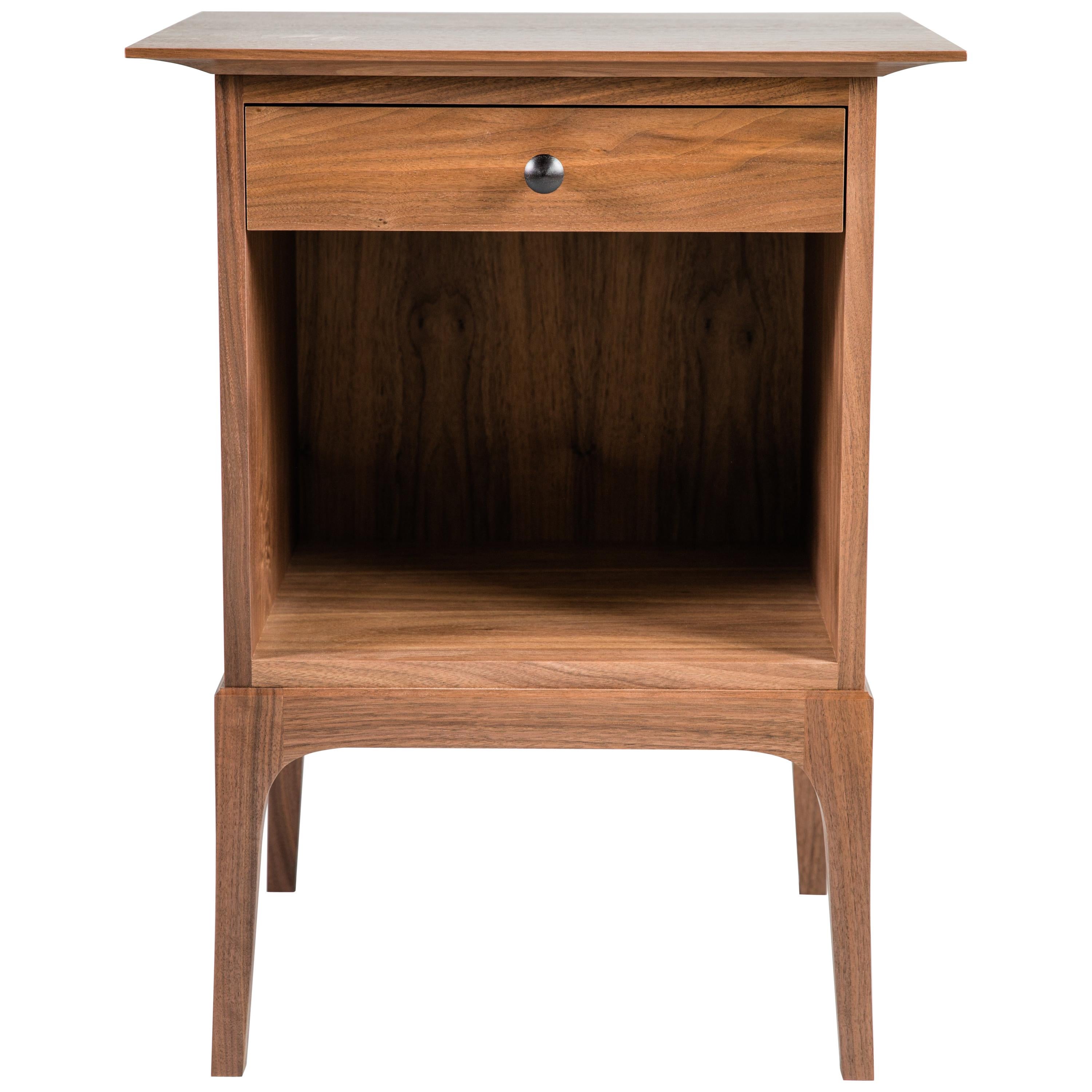 Walnut Glendale Nightstand with Drawer and Open Cabinet