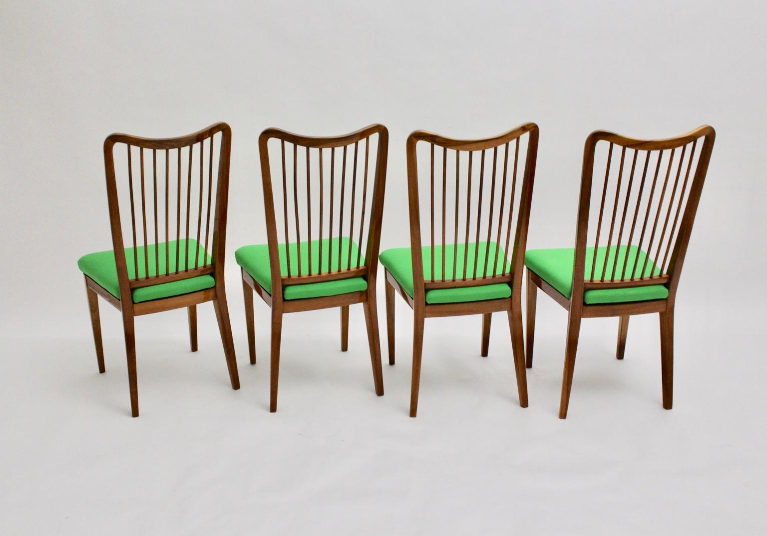 Mid-Century Modern Mid Century Modern Vintage Dining Chairs Green Upholstery Oswald Haerdtl 1950s