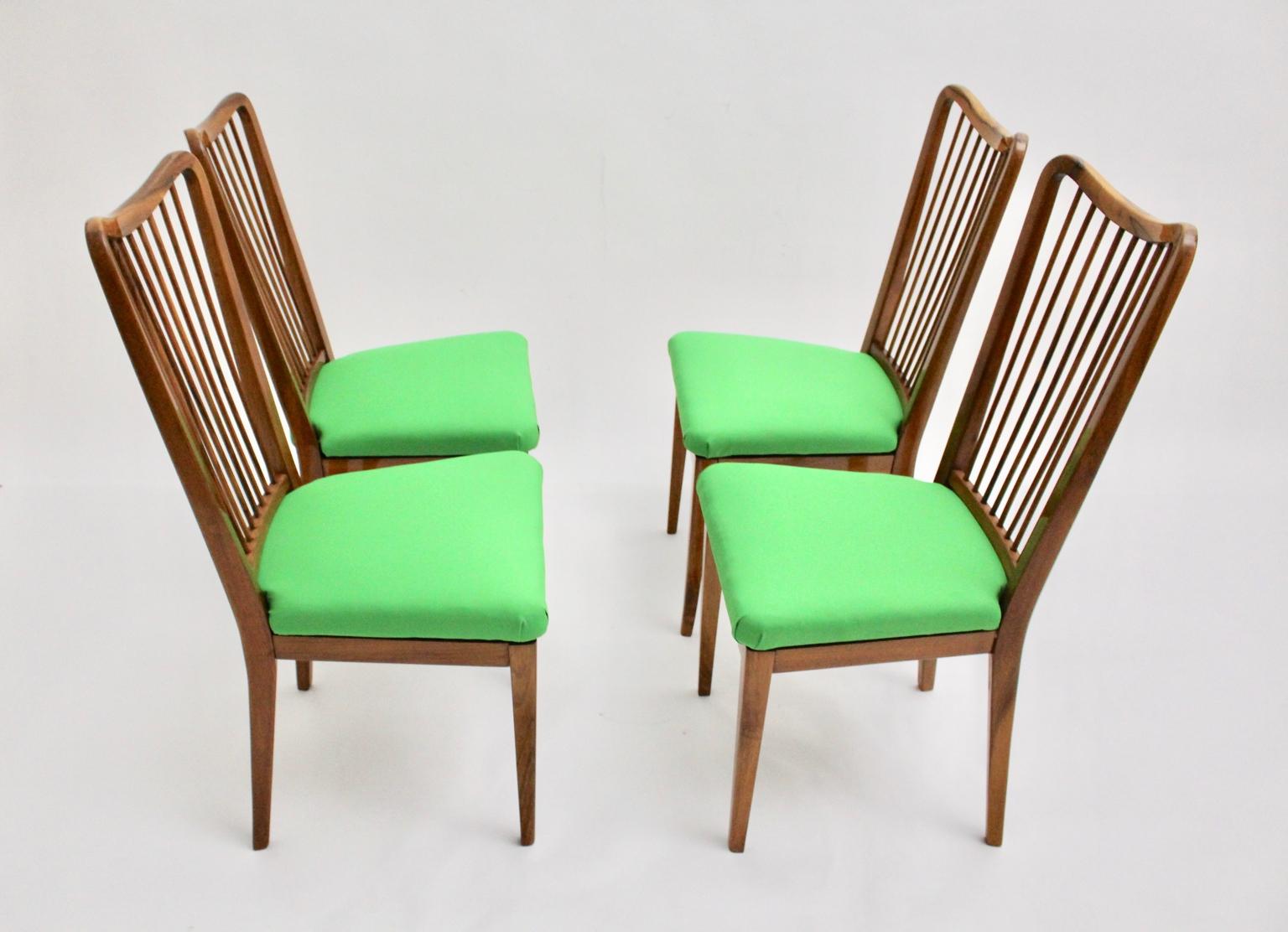 Mid-20th Century Mid Century Modern Vintage Dining Chairs Green Upholstery Oswald Haerdtl 1950s