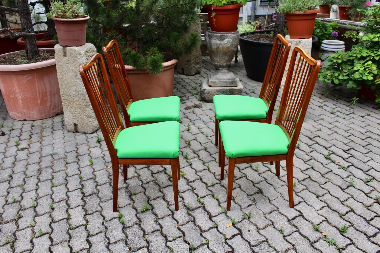 Mid Century Modern Vintage Dining Chairs Green Upholstery Oswald Haerdtl 1950s 1