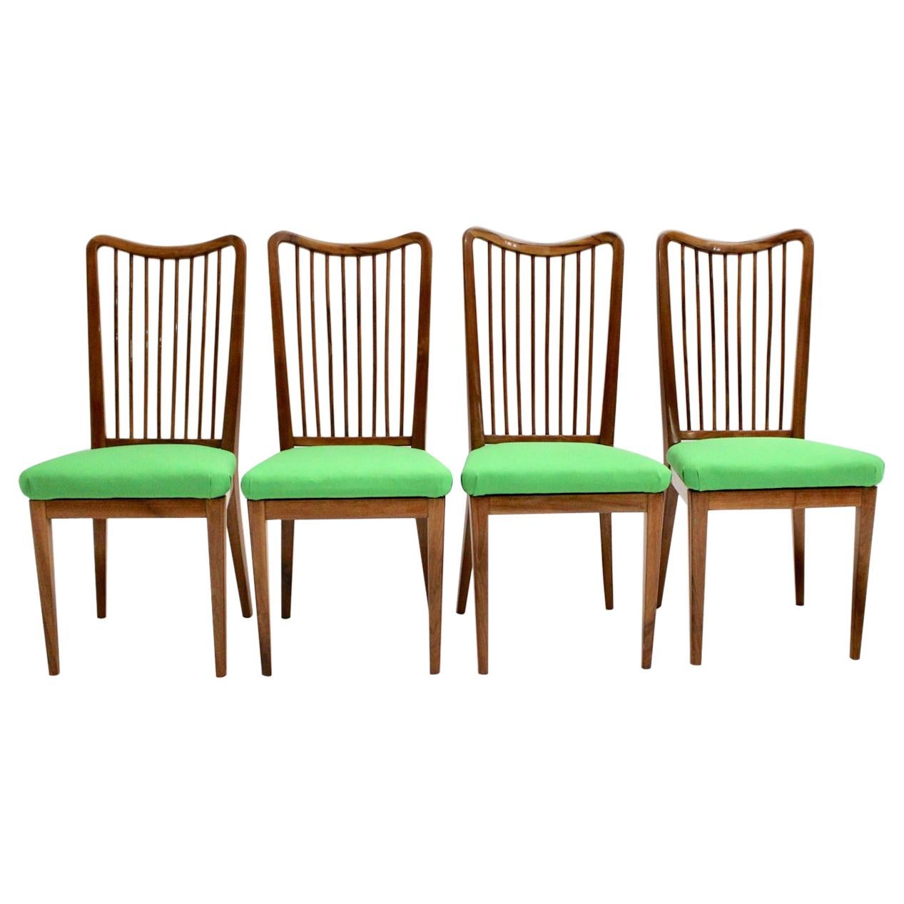 Mid Century Modern Vintage Dining Chairs Green Upholstery Oswald Haerdtl 1950s