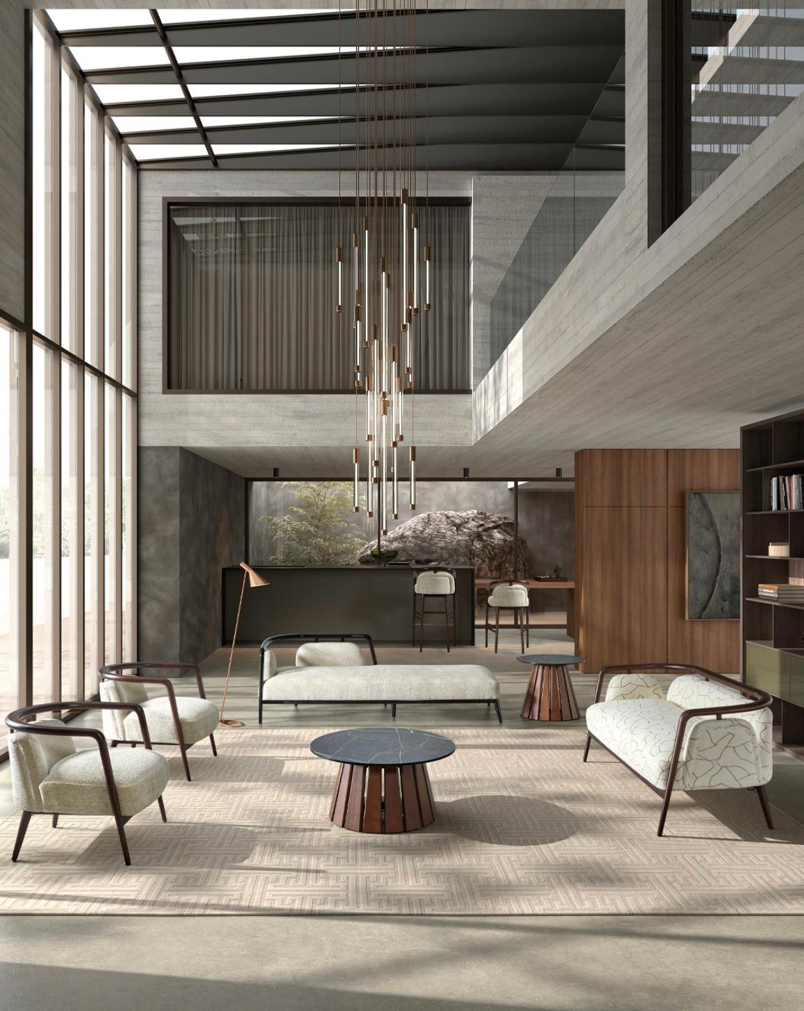 Canapé Modernity Essex en noyer et cuir vert en vente 4