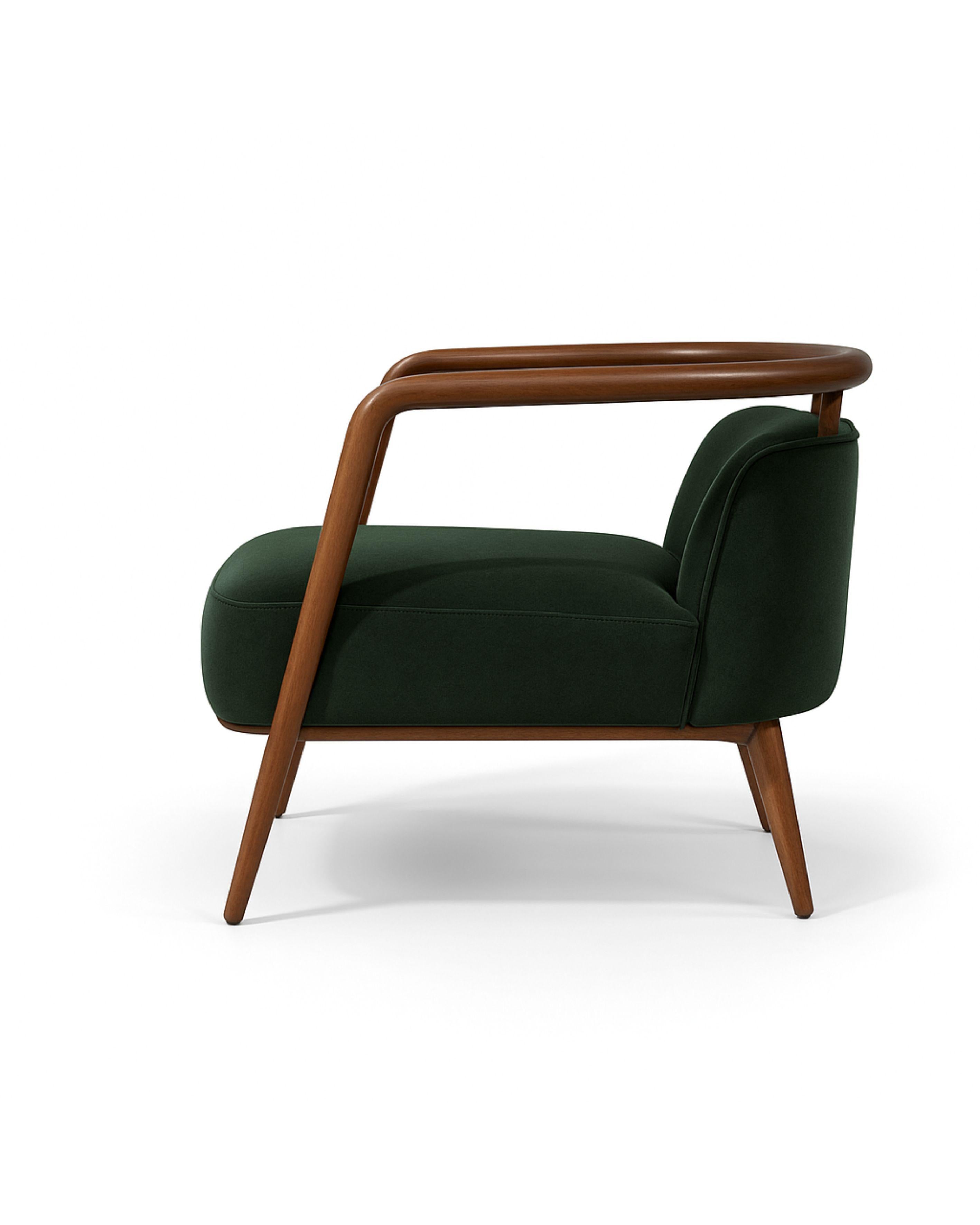 Sillón moderno Essex, nogal y verde Escandinavo moderno en venta