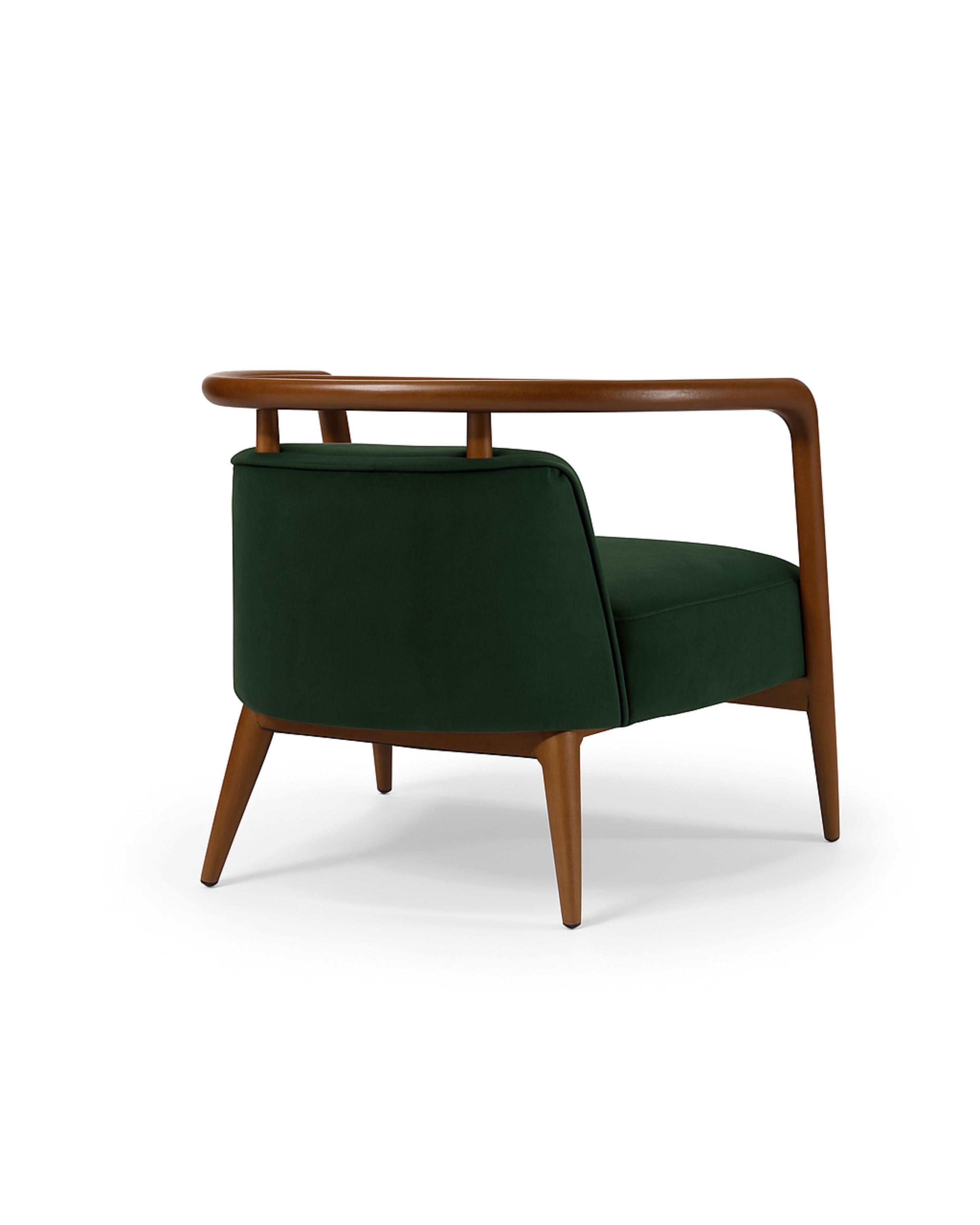 Sillón moderno Essex, nogal y verde Portugués en venta