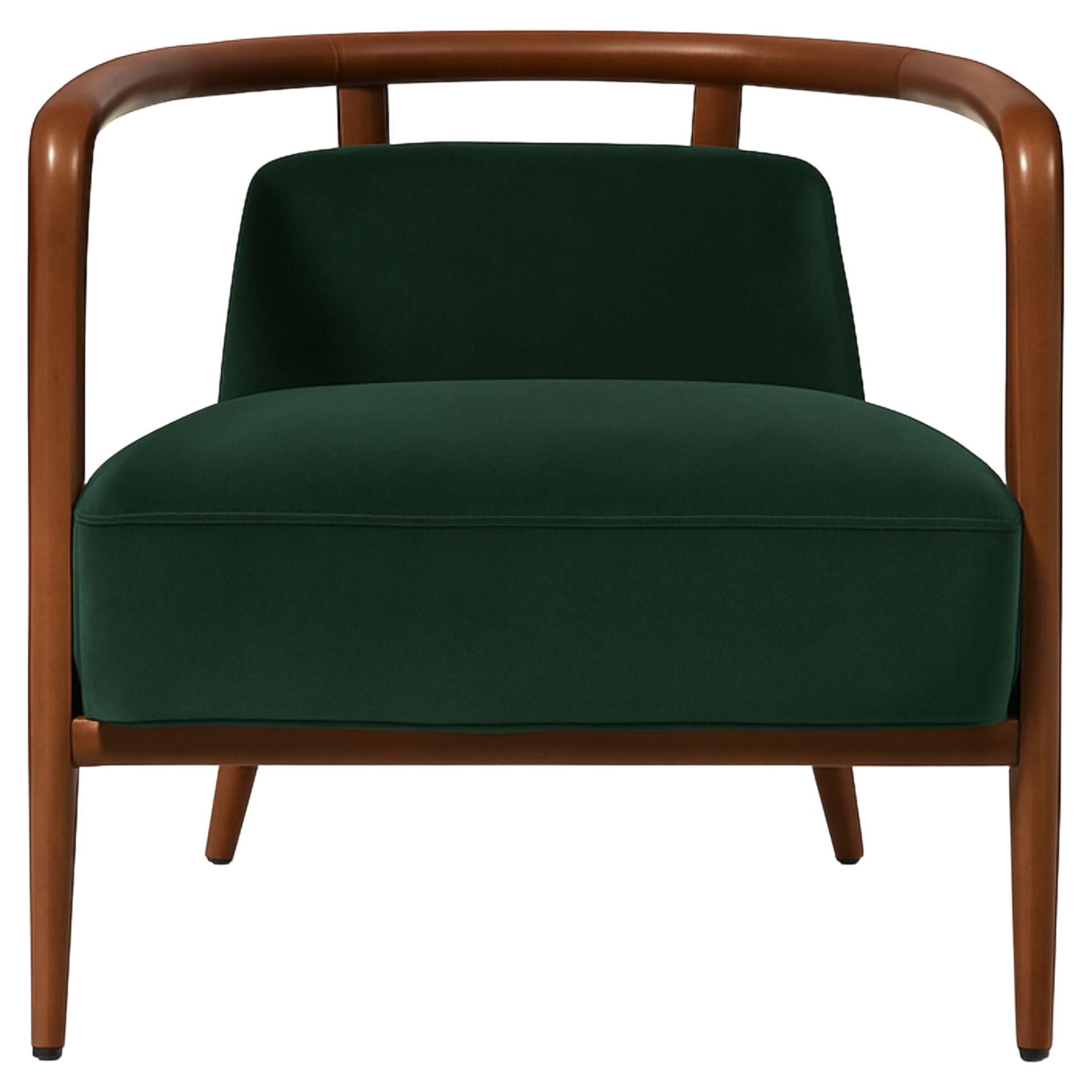 Walnut, Green Modern Essex Armchair