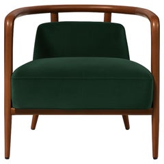 Sillón moderno Essex, nogal y verde