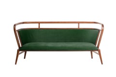 Walnut, Green Velvet Modern Empire Sofa