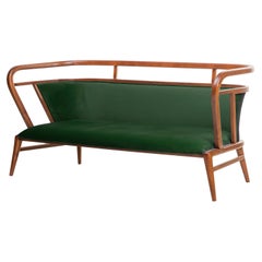 Walnut, Green Velvet Modern Empire Sofa