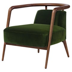 Walnut Frame Essex Armchair with Green Velvet Upholstery