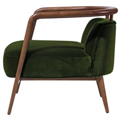 Walnut, Green Velvet Modern Essex Armchair