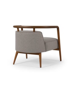 Walnut and Fabric Essex Armchair, Scandinavian Modern Design, Portugal