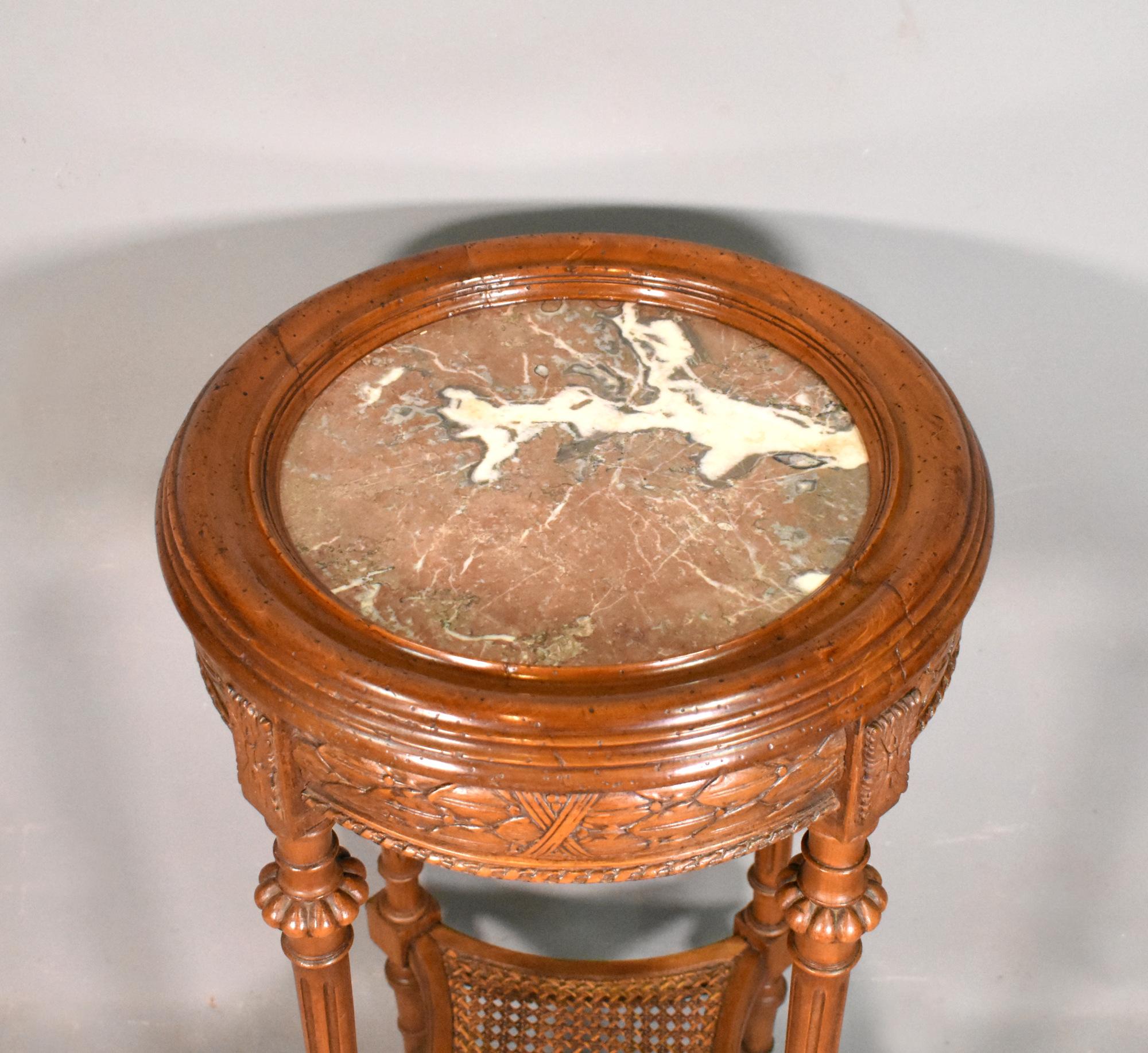 Caning Walnut Gueridon Side Table Directoire Period For Sale